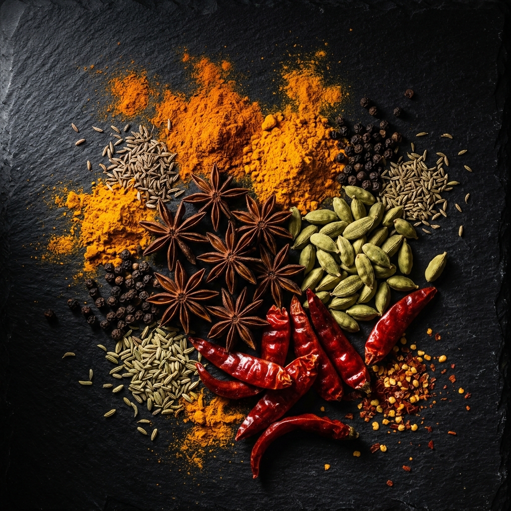 Macro photography of raw Indian spices